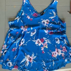 Lane Bryant Double Layered Tiered Blue Floral Chiffon Tank Size 24 24W 3x